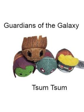 Guardians Of The Galaxy Tsum Tsum 4 pc Mini Plush Set Groot Gamora Drax Star-Lor